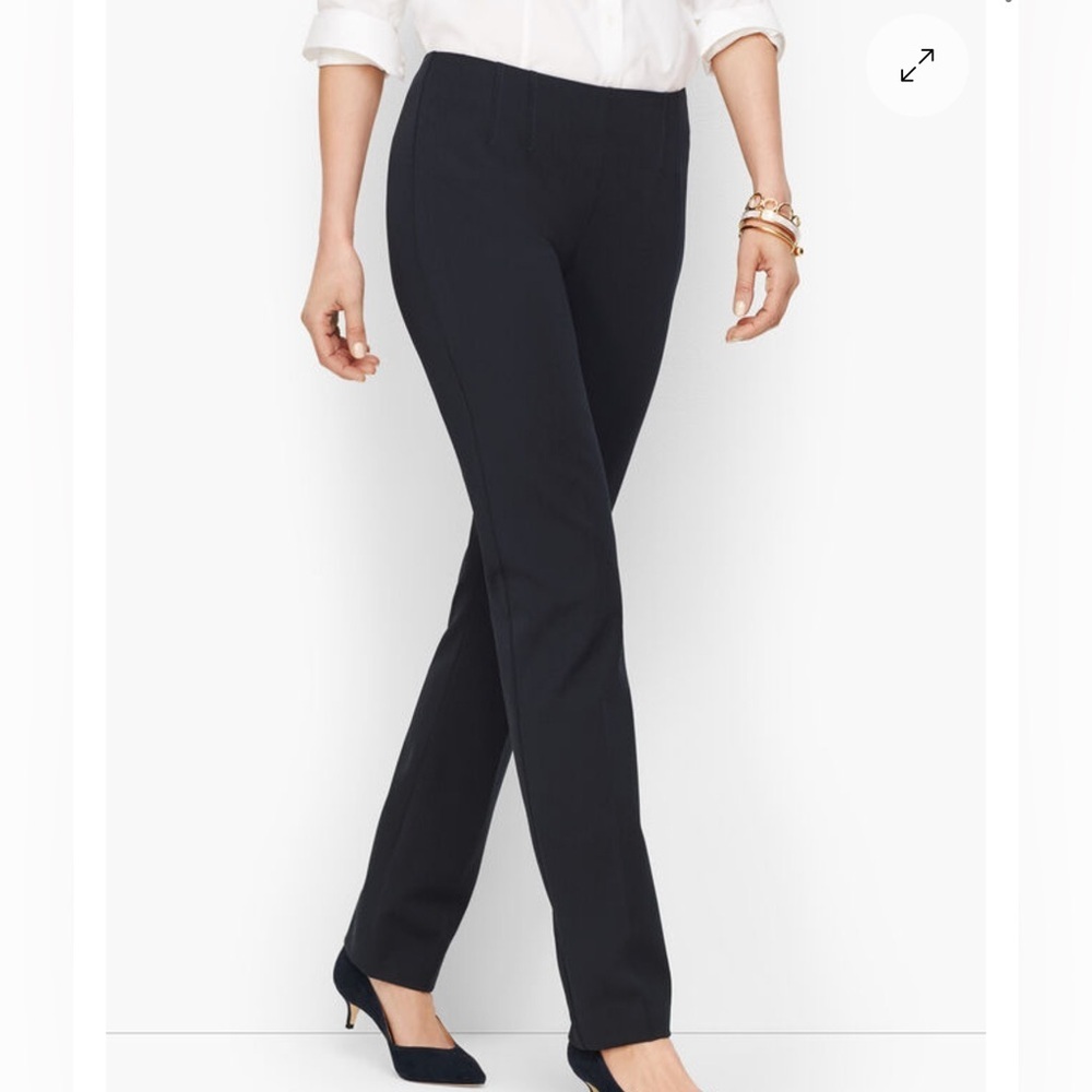 Talbots Refined Bi Stretch Side Zip Straight Leg Curvy Navy Women’s Sz 14 Petite